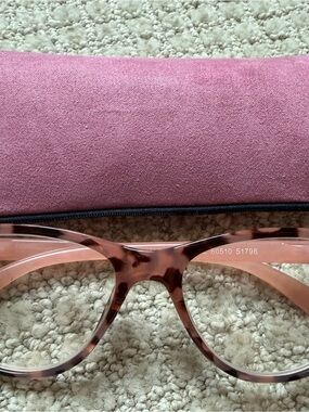 Women’s Cateye Pink Reading Glasses with soft case Readers +1.00